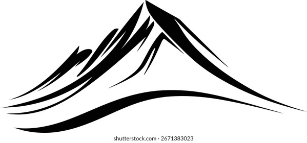 Abstract brushstroke mountain peak design