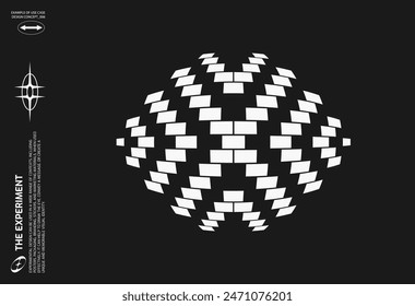 Abstract Brutalism Vector Set. Cyberpunk Geometric Design Elements, bitmap pixelated shapes, backgrounds, patterns. 00s Y2k retro futuristic aesthetic.