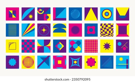 Abstract brutalist shape design. Deconstructed simple geometric bold figures for posters, digital print. Vector graphic design