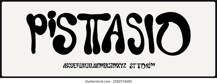 Abstract bubble and balloon vector font in y2k style. alphabet with unique variation and ligature.