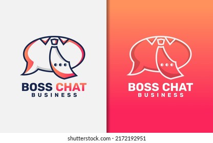 Abstract Bubble Chat and Tie Combination Logo Design as Boss Chat Business Logo Concept.