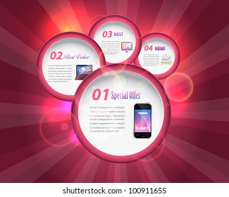 Abstract Bubble Numbered Banner Vector Background Design