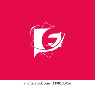 Abstract bubble squre swoosh letter E vector illustration