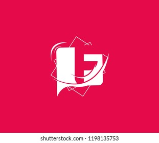 Abstract bubble squre swoosh letter F vector illustration