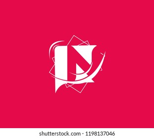 Abstract bubble squre swoosh letter N vector illustration