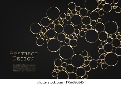 Abstract bubble web design, vector illustration. gold circle. modern dark background