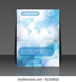 Abstract bubble world map vector flyer design