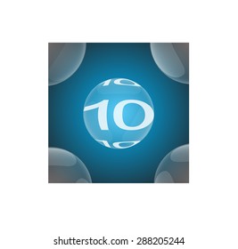 Abstract bubbles background with number ten