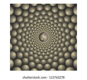 abstract bubbles background with yin yang symbol vector illustration