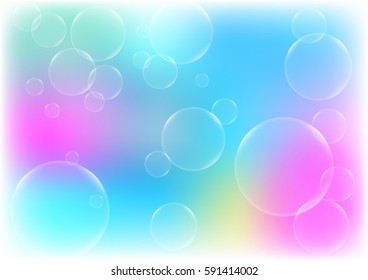 Abstract Bubbles with blue color background concept design