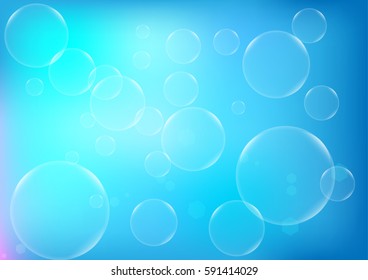 Abstract Bubbles with blue color background concept design