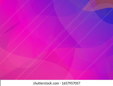 Abstract Bubbles and Dots. Creative Neon Pink, Blue, Violet Background. Modern Digital Pattern with Fluid Shapes. Light Template for Cover, Poster, Banner, Greeting Card. Minimal Cover Layout.