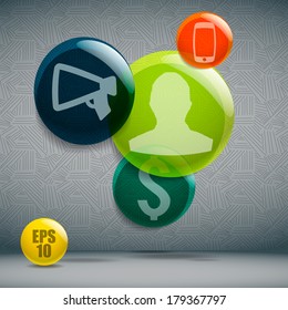 abstract bubbles and icons