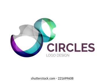 Abstract bubbles logo design made of color pieces - various geometric shapes