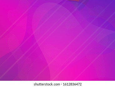 Abstract Bubbles in Memphis Style. Creative Neon Pink, Blue, Violet Background. Light Template for Cover, Poster, Banner, Greeting Card. Modern Digital Pattern with Fluid Shapes. Minimal Cover Layout.