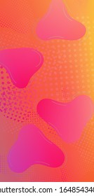 Abstract Bubbles in Memphis Style. Creative Neon Pink Background. Minimal Cover Layout. Light Template for Cover, Poster, Banner, Greeting Card. Modern Digital Pattern with Fluid Shapes.