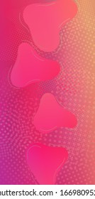 Abstract Bubbles in Memphis Style. Creative Neon Pink Background. Minimal Cover Layout. Modern Digital Pattern with Fluid Shapes. Light Template for Cover, Poster, Banner, Greeting Card.