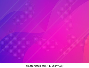 Abstract Bubbles in Memphis Style. Creative Neon Pink, Blue, Violet Background. Modern Digital Pattern with Fluid Shapes. Minimal Cover Layout. Light Template for Cover, Poster, Banner, Greeting Card.