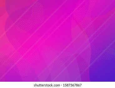 Abstract Bubbles in Memphis Style. Light Template for Cover, Poster, Banner, Greeting Card. Creative Neon Pink, Blue, Violet Background. Modern Digital Pattern with Fluid Shapes. Minimal Cover Layout.