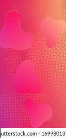  Burbujas abstractas al estilo Memphis. Plantilla ligera para tapa, afiche, banner, tarjeta de felicitación. Diseño mínimo de la tapa. Fondo Creativo Neon Rosa. Patrón digital moderno con formas fluidas.