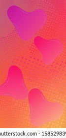 Abstract Bubbles in Memphis Style. Minimal Cover Layout. Modern Digital Pattern with Fluid Shapes. Light Template for Cover, Poster, Banner, Greeting Card. Creative Neon Pink Background.