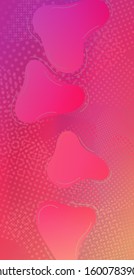 Abstract Bubbles in Memphis Style. Minimal Cover Layout. Modern Digital Pattern with Fluid Shapes. Light Template for Cover, Poster, Banner, Greeting Card. Creative Neon Pink Background.