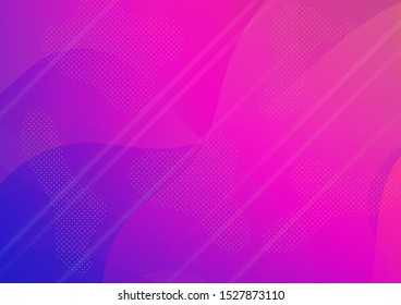 Abstract Bubbles in Memphis Style. Modern Digital Pattern with Fluid Shapes. Minimal Cover Layout. Light Template for Cover, Poster, Banner, Greeting Card. Creative Neon Pink, Blue, Violet Background.