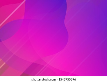 Abstract Bubbles in Memphis Style. Modern Digital Pattern with Fluid Shapes. Creative Neon Pink, Blue, Violet Background. Minimal Cover Layout. Light Template for Cover, Poster, Banner, Greeting Card.