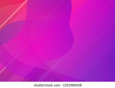 Abstract Bubbles in Memphis Style. Modern Digital Pattern with Fluid Shapes. Creative Neon Pink, Blue, Violet Background. Light Template for Cover, Poster, Banner, Greeting Card. Minimal Cover Layout.