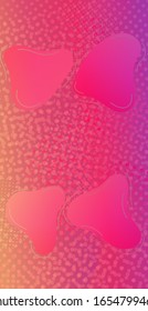 Abstract Bubbles in Memphis Style. Modern Digital Pattern with Fluid Shapes. Creative Neon Pink Background. Light Template for Cover, Poster, Banner, Greeting Card. Minimal Cover Layout.