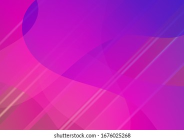 Abstract Bubbles in Memphis Style. Modern Digital Pattern with Fluid Shapes. Minimal Cover Layout. Light Template for Cover, Poster, Banner, Greeting Card. Creative Neon Pink, Blue, Violet Background.