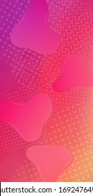 Abstrakte Blasen im Memphis-Stil.Modernes digitales Muster mit flüssigen Formen. Lichtvorlage für Deckblatt, Poster, Banner, Grußkarte. Kreativer Neon-rosa Hintergrund. Minimales Deckenlayout.