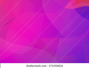 Abstract Bubbles in Memphis Style. Modern Digital Pattern with Fluid Shapes. Creative Neon Pink, Blue, Violet Background. Light Template for Cover, Poster, Banner, Greeting Card. Minimal Cover Layout.