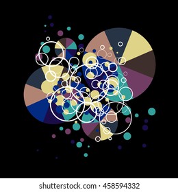 Abstract - Bubbles on a black background. Circus background - vector.