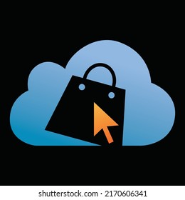 Resumen con burbujas en bolsas de compras. Resumen del logo de la compra. Logo de la tienda en línea. logotipo de ecommerce