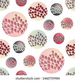 abstract bubbles seamless pattern in green red shades
