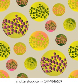 abstract bubbles seamless pattern in magenta yellow shades