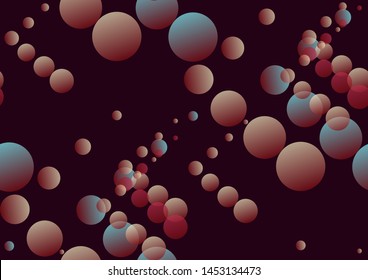 abstract bubbles seamless pattern in retro dark brown blue shades