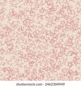 Abstract bubbles seamless vector pattern background. Pink white scribbled circular overlapping shapes creating bubble texture. Texture backdrop for summer, drinks, baby. All over print.