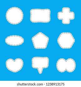 Abstract bubbles speech set isolated on blue background, vector illustration