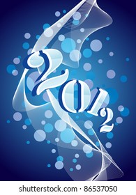 abstract bubbles, wave background with 2012 concept greeting card for new year