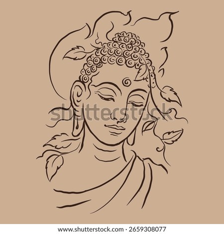 Abstract of buddha face vector for card, decoration, illustration