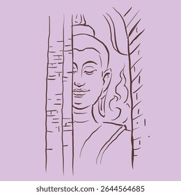 Abstract of buddha face vector for illustration, card, decoration