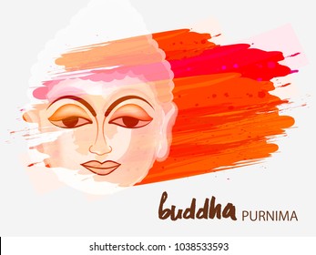 Abstract Buddha Purnima / Guru Purnima vector illustration with Buddha purnima text and face of buddha 