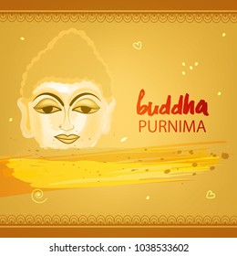 Abstract Buddha Purnima  Guru Purnima vector illustration with Buddha purnima text and face of buddha 