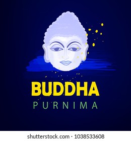 Abstract Buddha Purnima / Guru Purnima vector illustration with Buddha purnima text and face of buddha 