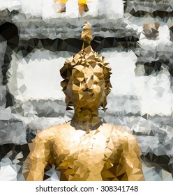Abstract Buddha statue low poly style vector background, Vector illustration