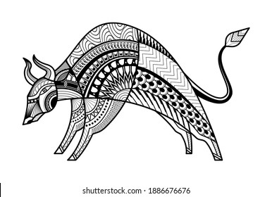 Abstract buffallo hand drawn design. vector animal isolated on a white background.