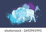 abstract buffalo blue watercolour texture background ,buffalo drawing watercolour, buffalo animal painting, oil painting, acrylic painting.eps10