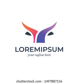 Abstract Buffalo Horn Logo Design Template Inspiration - Vector